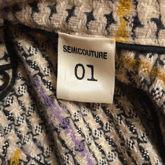 Semicouture 01 Printed Tweed Oversized Wool Coat - Picture 2 of 9